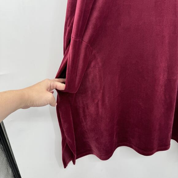 J. Jill purejill Velour Shift Dress Sz XL Burgundy Pockets Modest Mature Classic - Picture 5 of 12